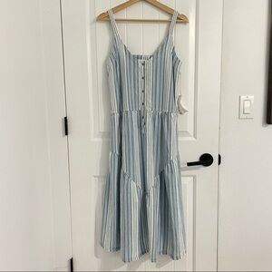 NWT LACAUSA Stripes Cotton Sleeveless Midi Dress